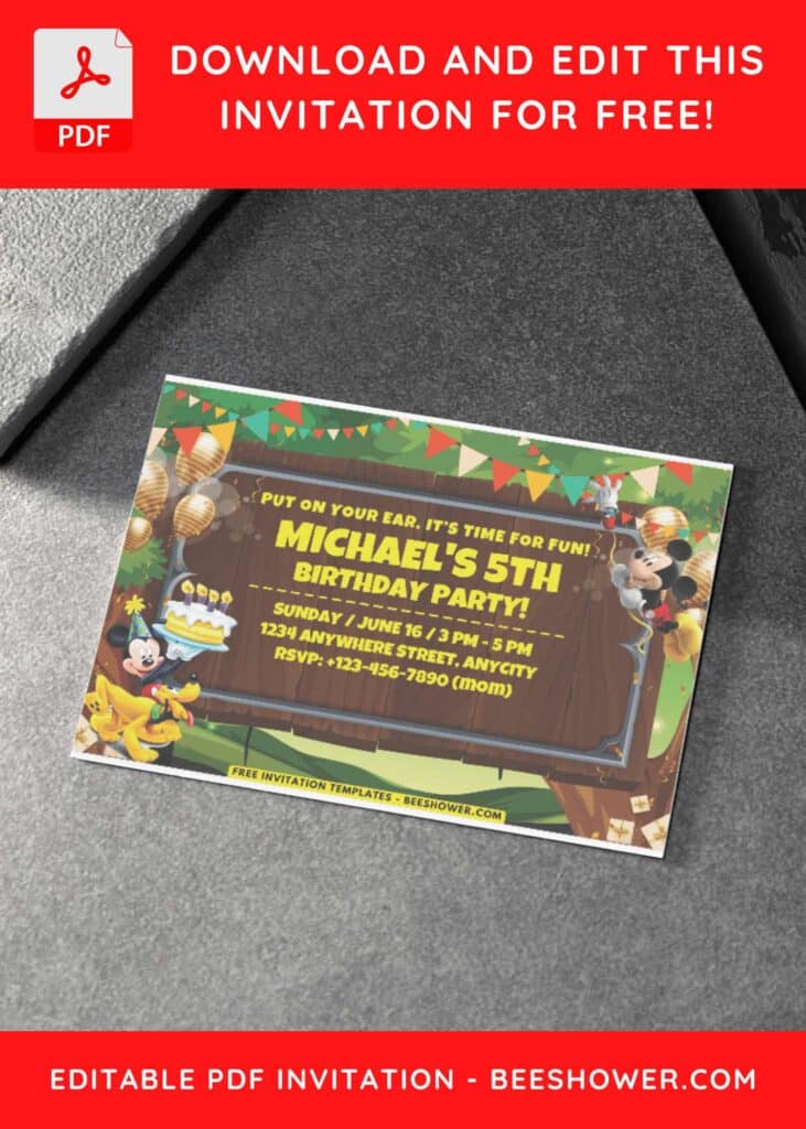 Mickey Mouse Kids Birthday Invitation