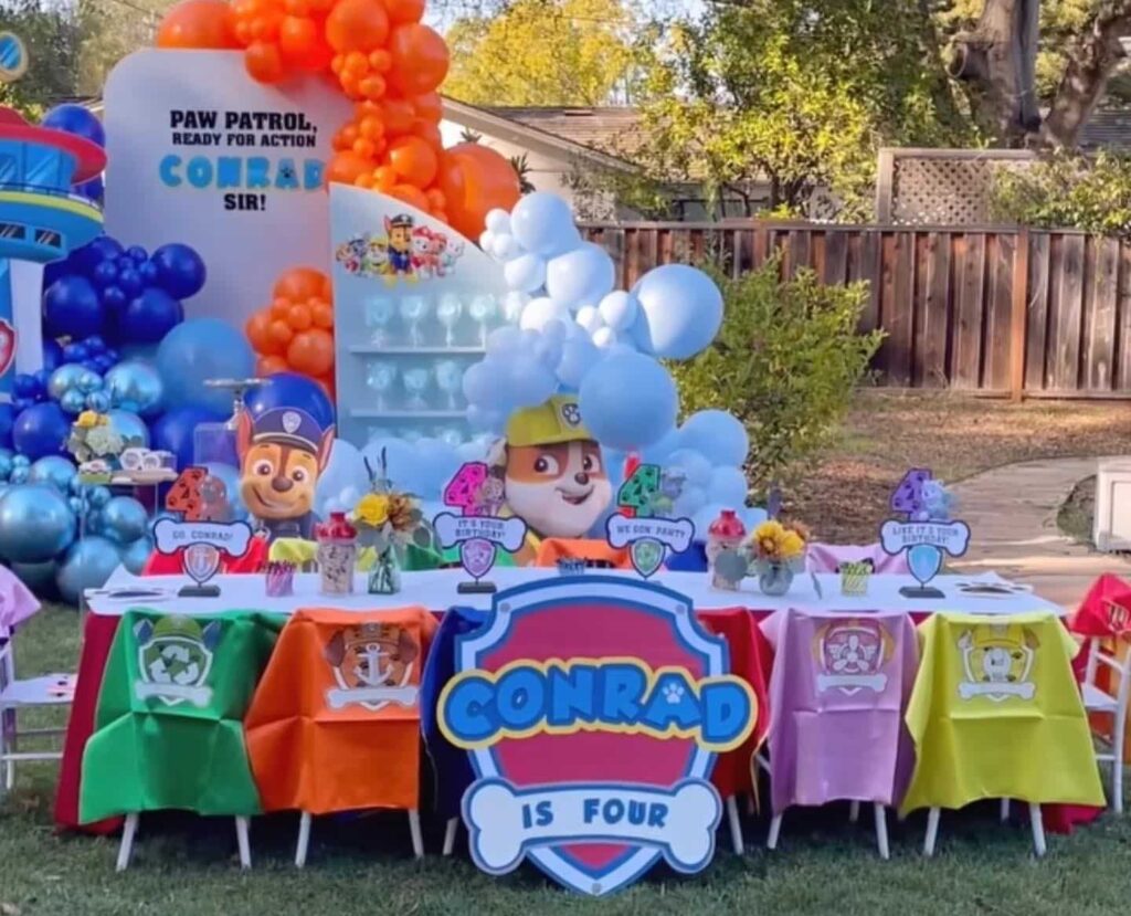 PAW Patrol Table Decor with PAW Patrol Character Cutouts, Badge and Dog Bone Sign Labels