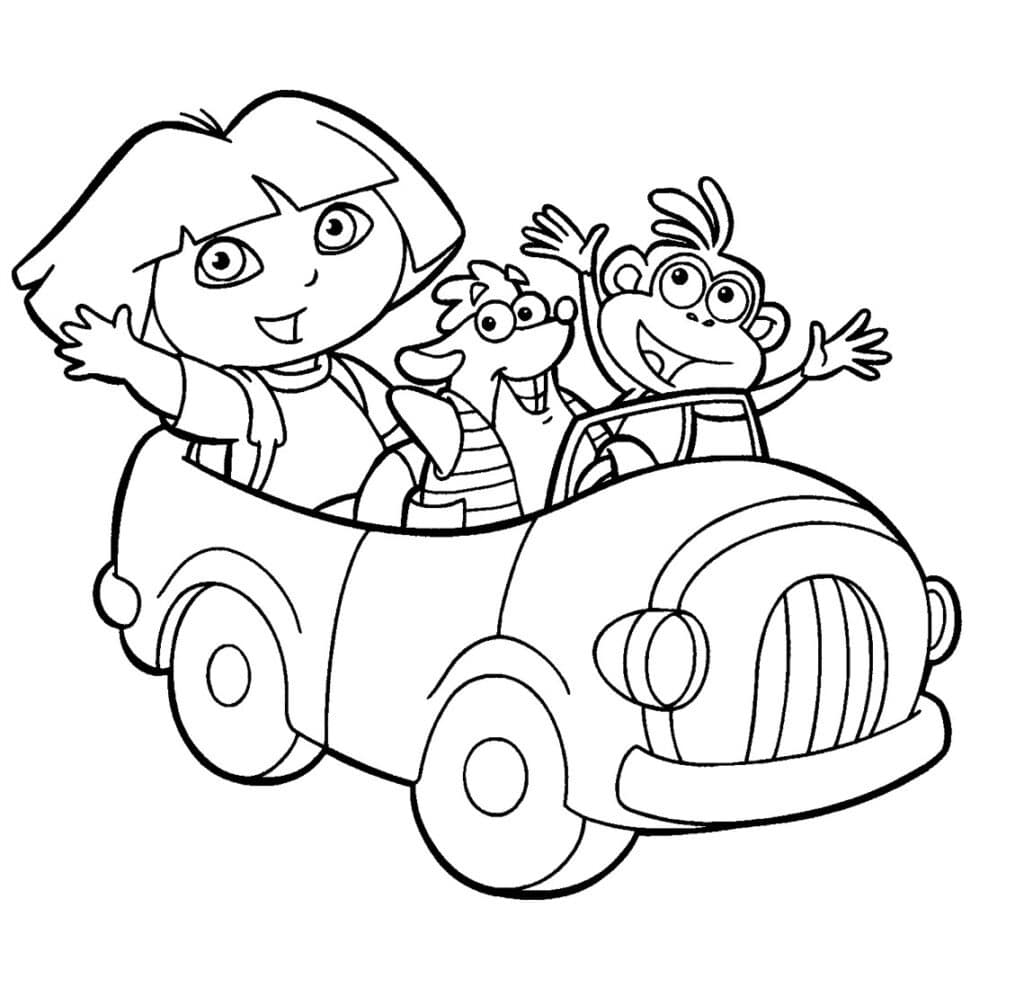 Dora, Tico and Boots Coloring Page Template