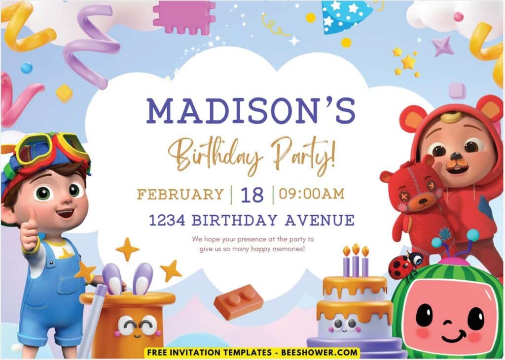 Cocomelon Kids Birthday Invitation