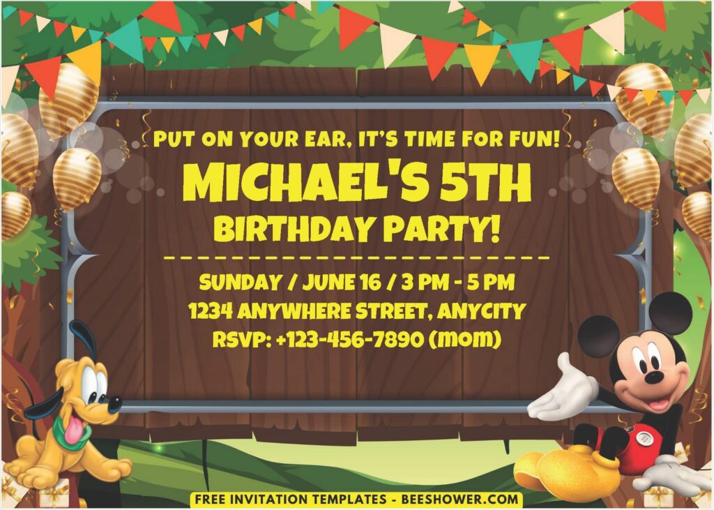 Mickey Mouse Safari Birthday Invitation