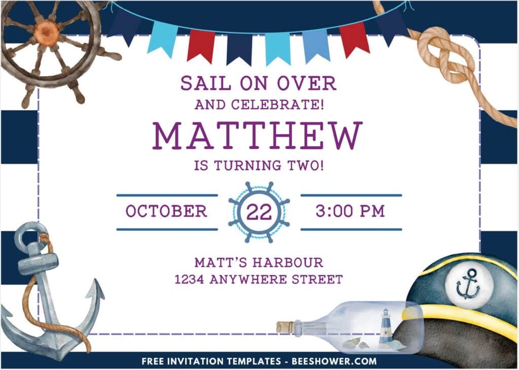 Sailor birthday invitation