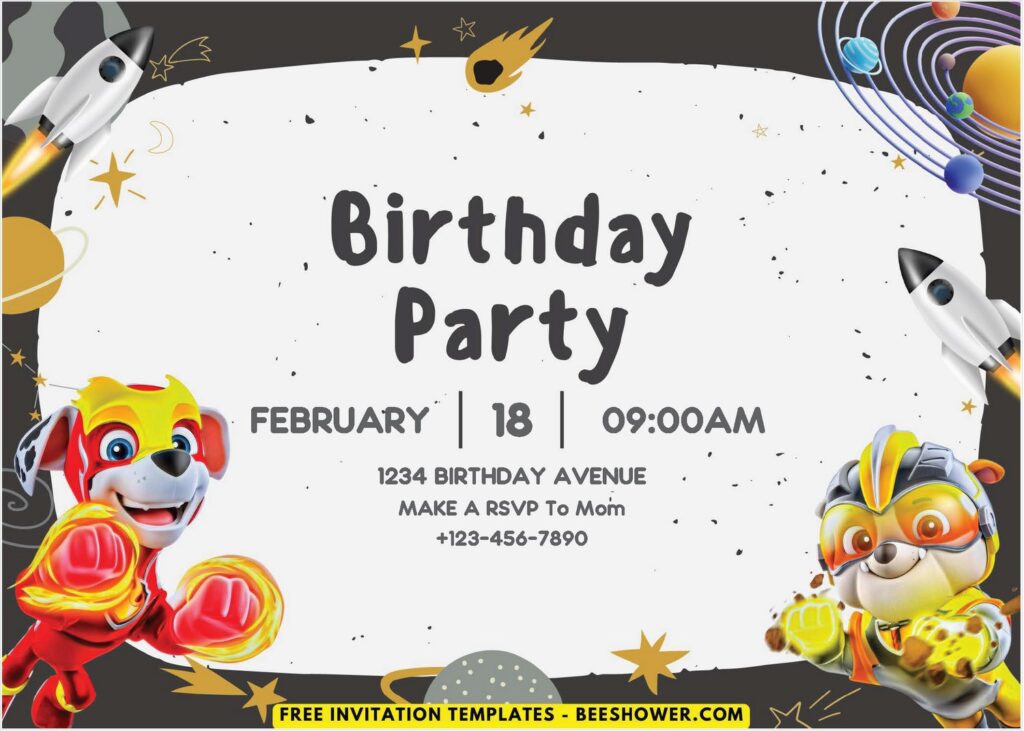 Space Themed PAW Patrol Invitation