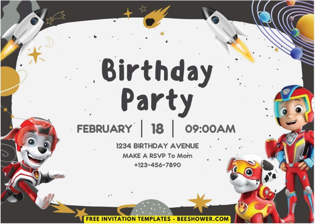 PAW Patrol Space Birthday Invitation