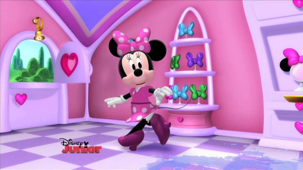 Adorable Minnie Mouse in Pink polka dot dress