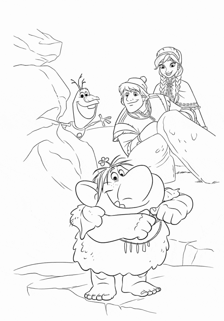 Olaf, Elsa and Kristoff Coloring Page Template