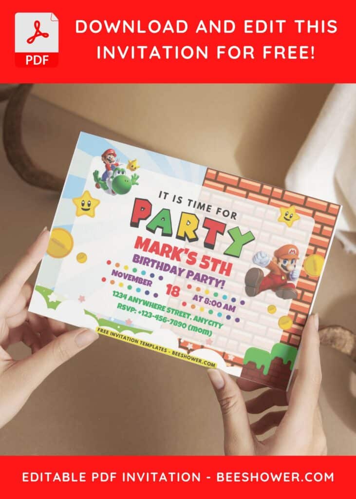 Mario Bros Birthday Invitation