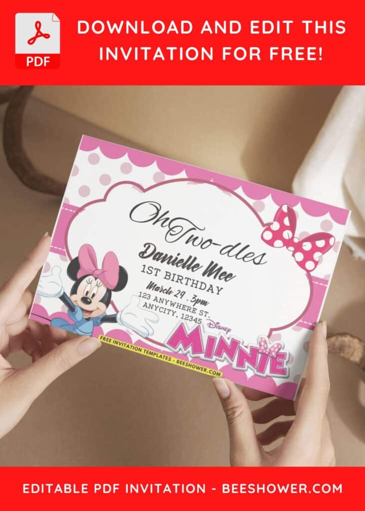 Oh Two-dles Minnie Mouse 2nd Birthday Invitation