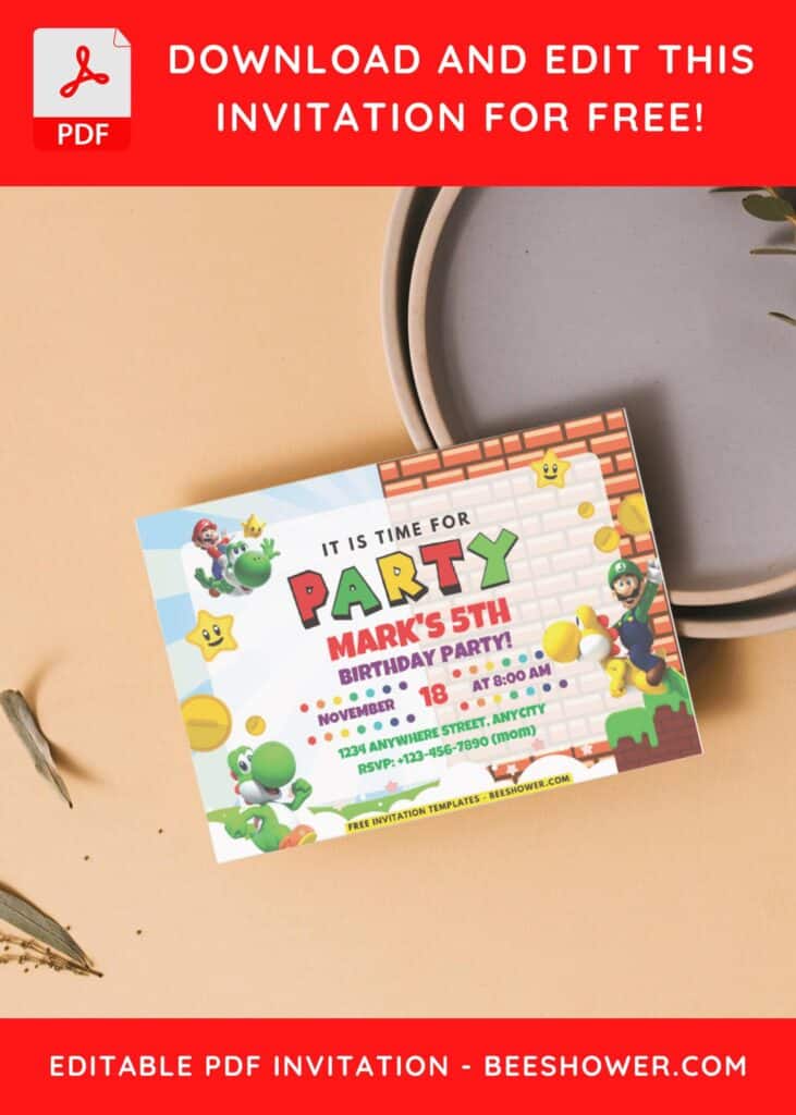 Mario Birthday Invitation