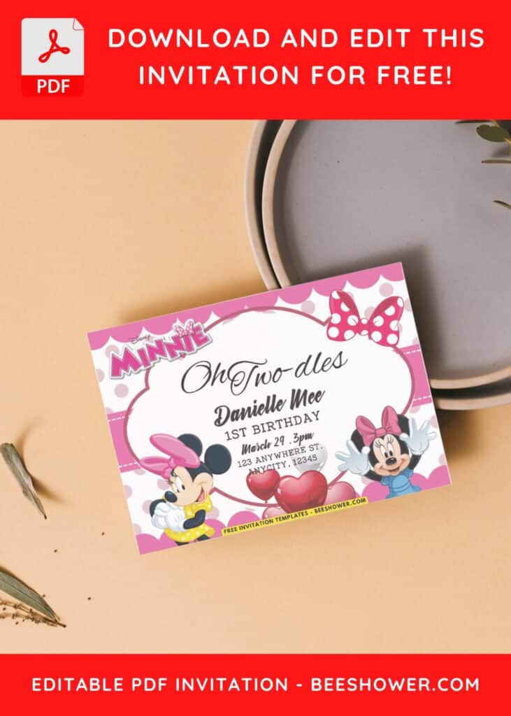 Oh Two-dles Minnie Mouse Birthday Invitation