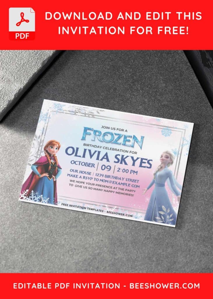 Disney Frozen Elsa And Olaf Birthday Invitation