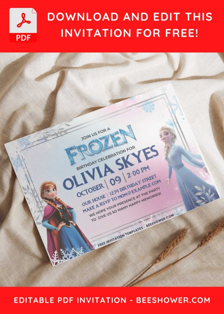 Elsa And Anna Birthday Invitation