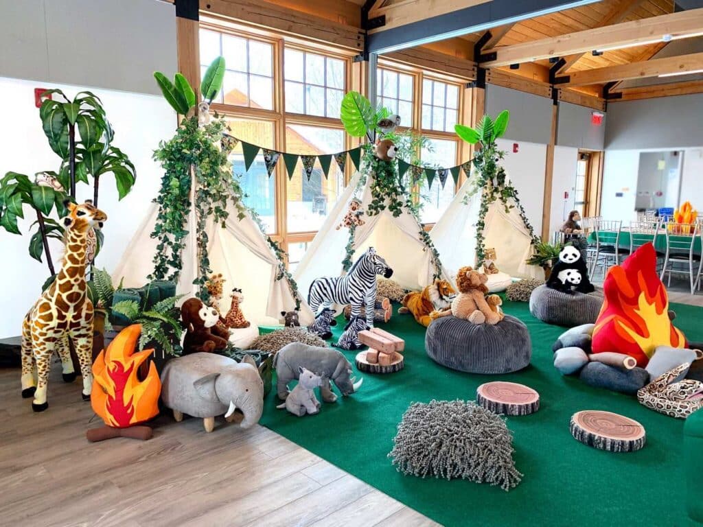 Indoor Party Animals with Giraffe, Lion and Zebra