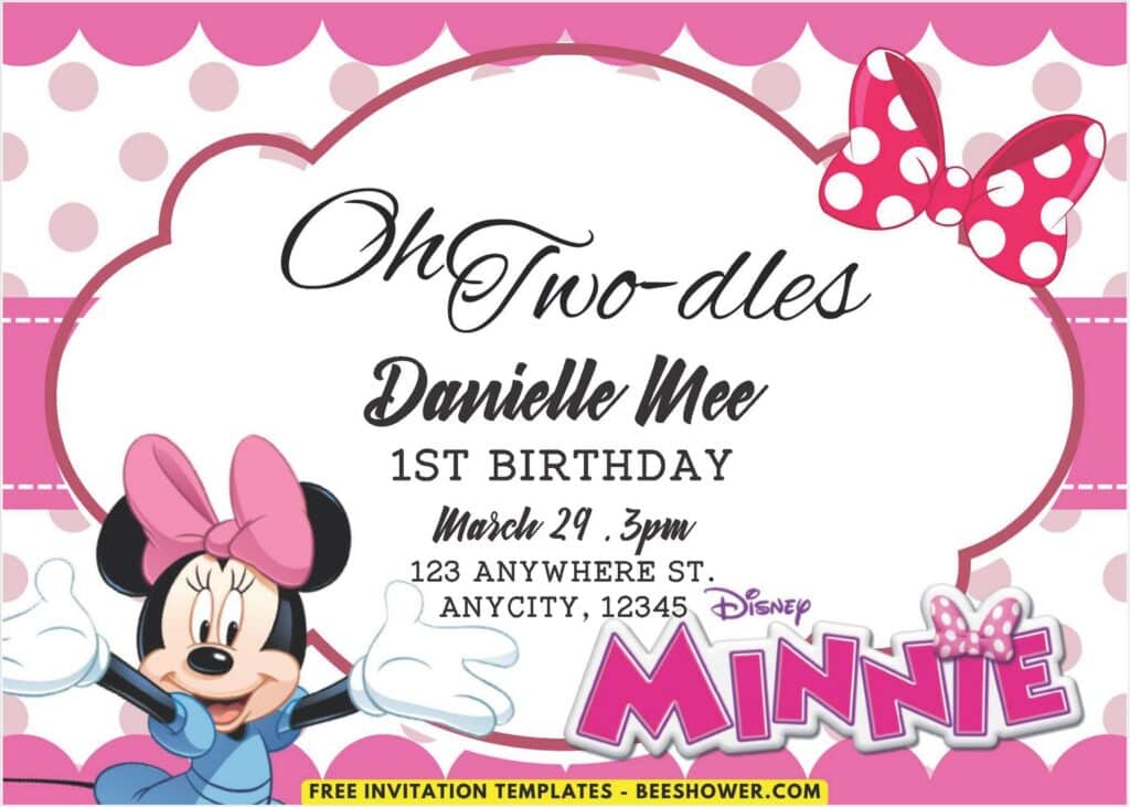 Pink Minnie Mouse Birthday Invitation