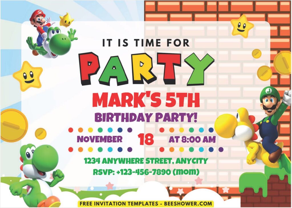 Super Mario Birthday Invitation