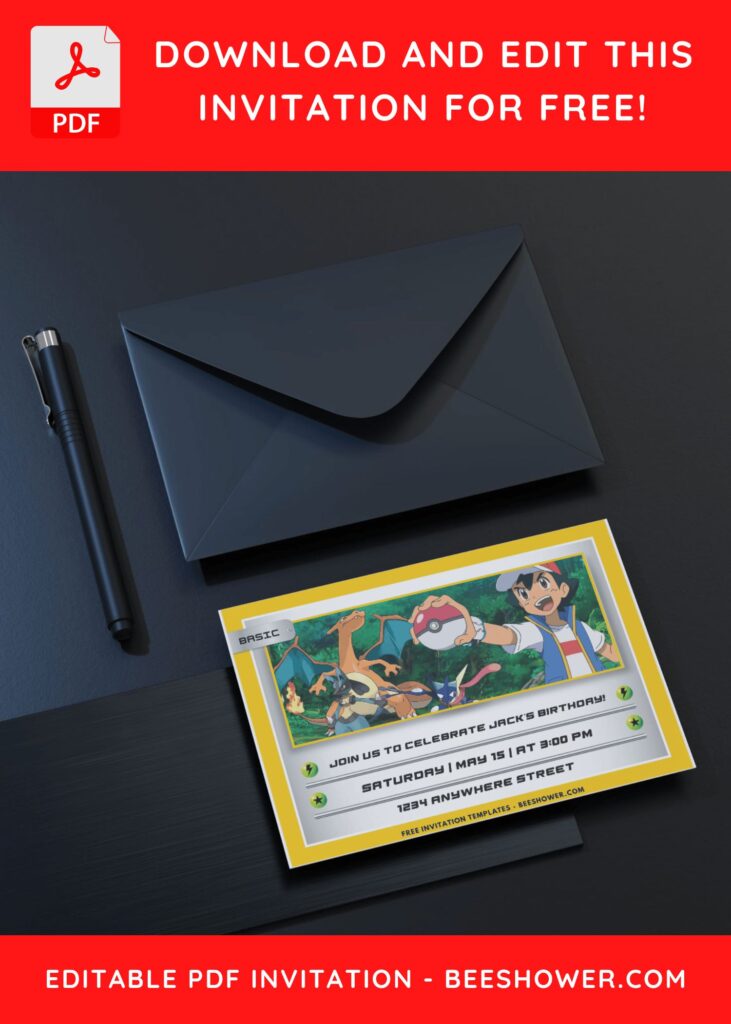 Pokemon Trainer Card Birthday Invitation