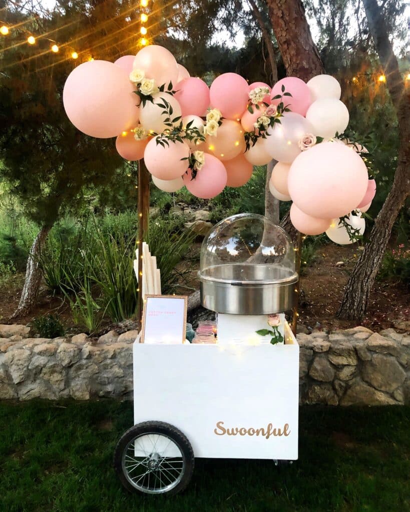 Cotton Candy Cart with pastel balloons