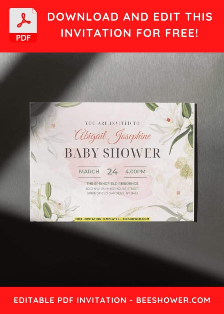 Boho Lily Garden Baby Shower invitation