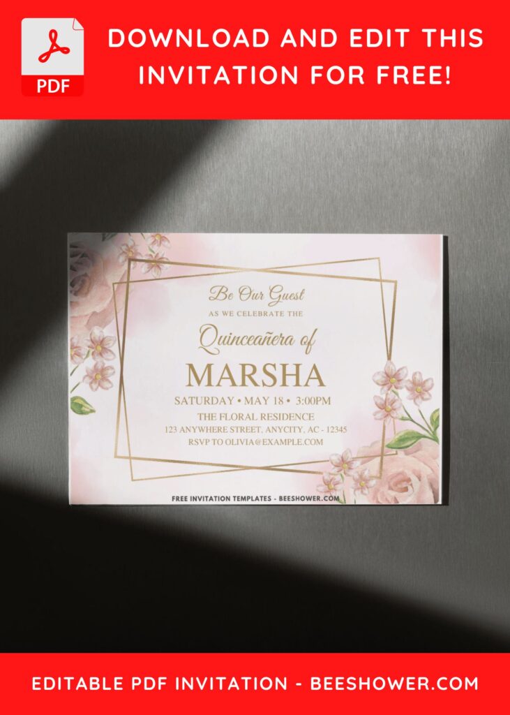 Floral Sweet 16th Wedding Invitation