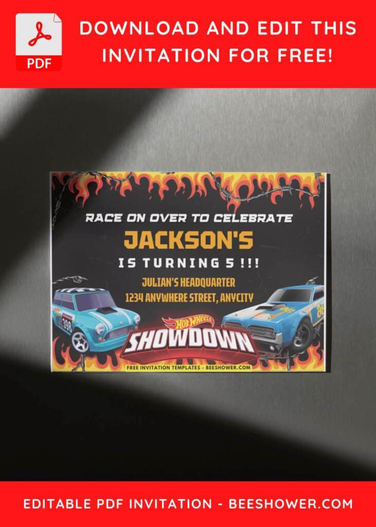 Hot Wheels Boys Birthday Invitation