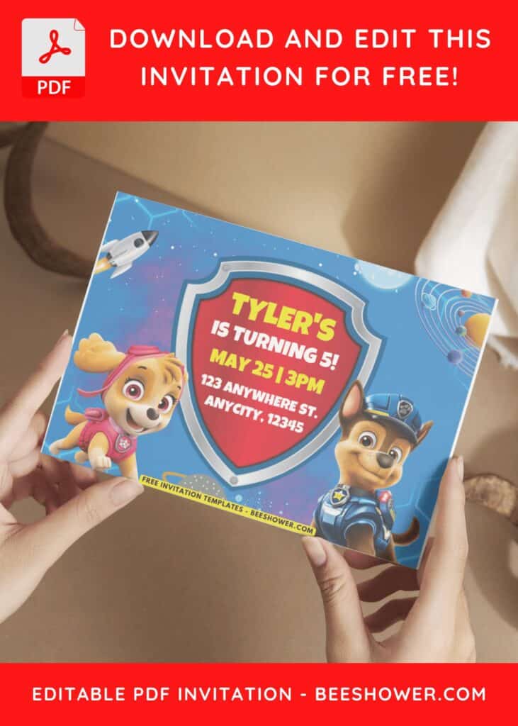 PAW Patrol Badge Birthday Invitation Templates