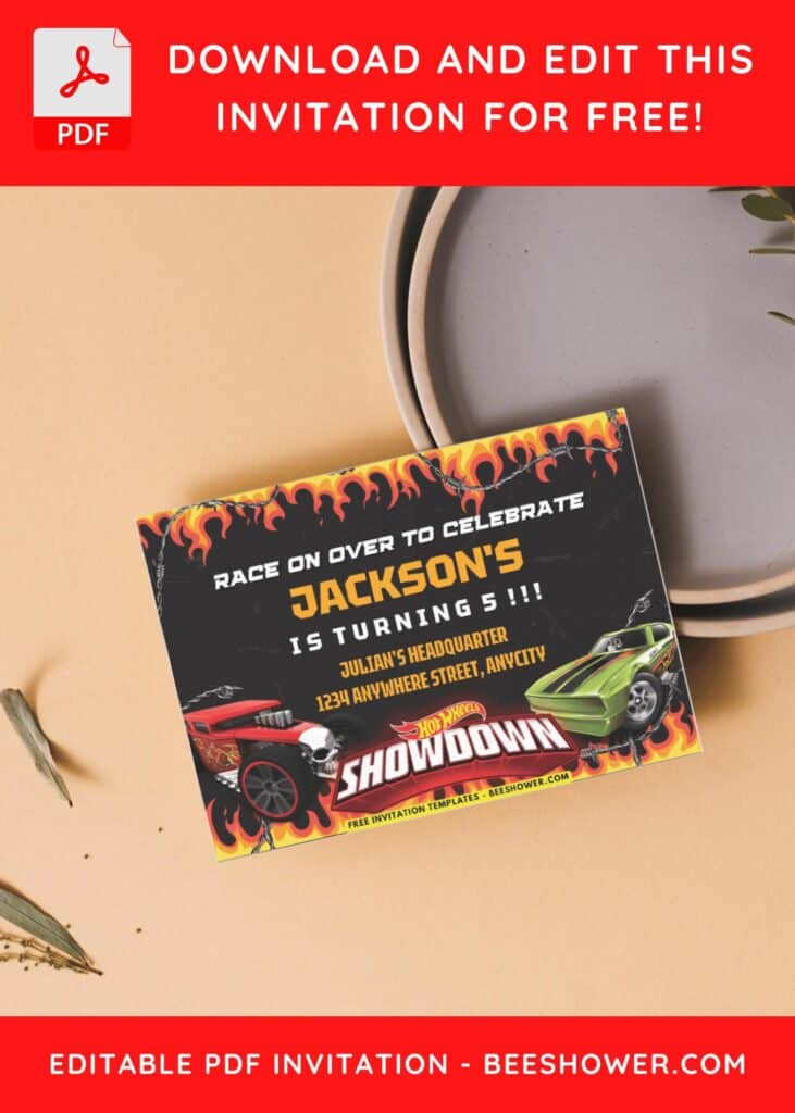 Hot Wheels Flames Birthday Invitation