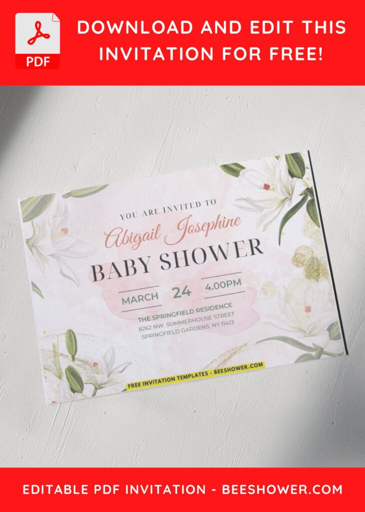 Lily Floral Baby Shower invitation