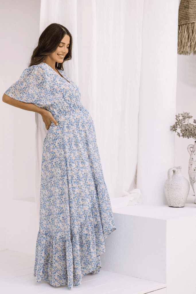 Blue Baby Shower Maternity Dress