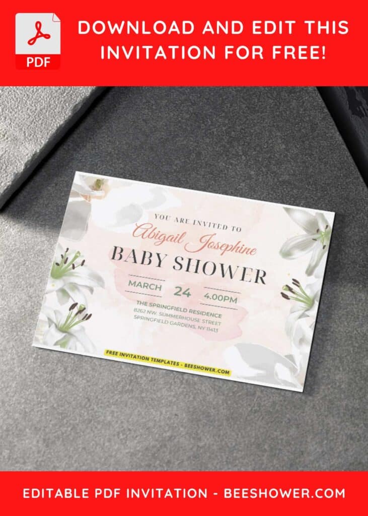 Lily Flower Baby Shower Invitation