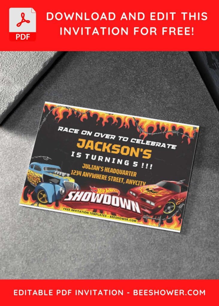 Hot Wheels Camaro Birthday Invitation