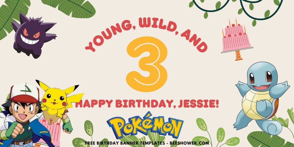 Free Canva Pokemon Birthday Banner/Backdrop