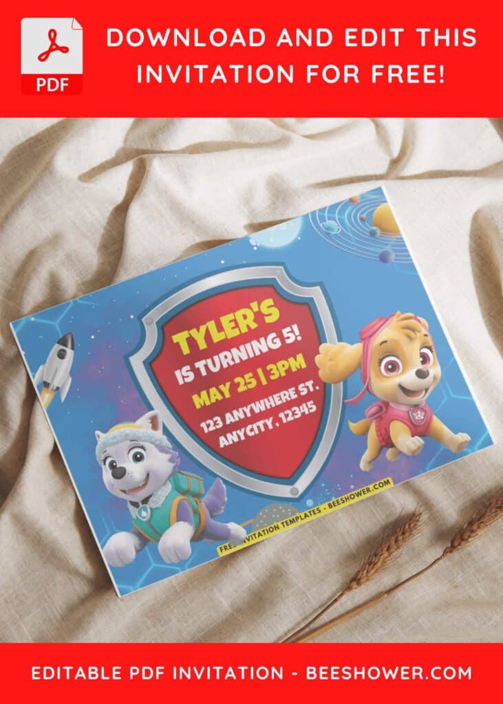 Space PAW Patrol Everest and Skye Invitation