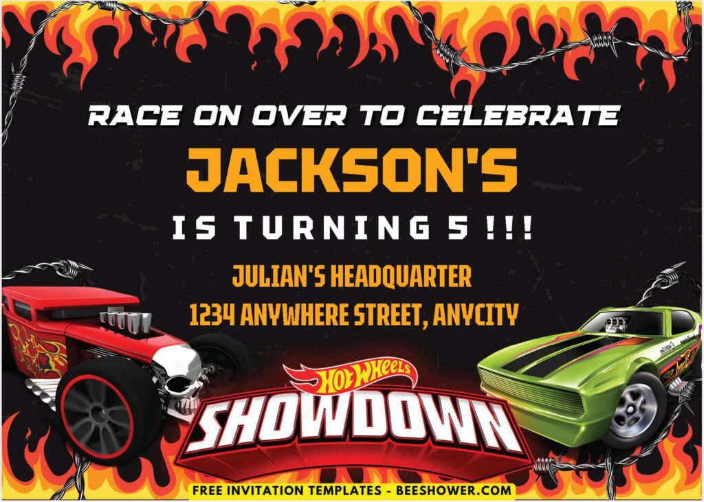 Hot Wheels Showdown Birthday Invitation