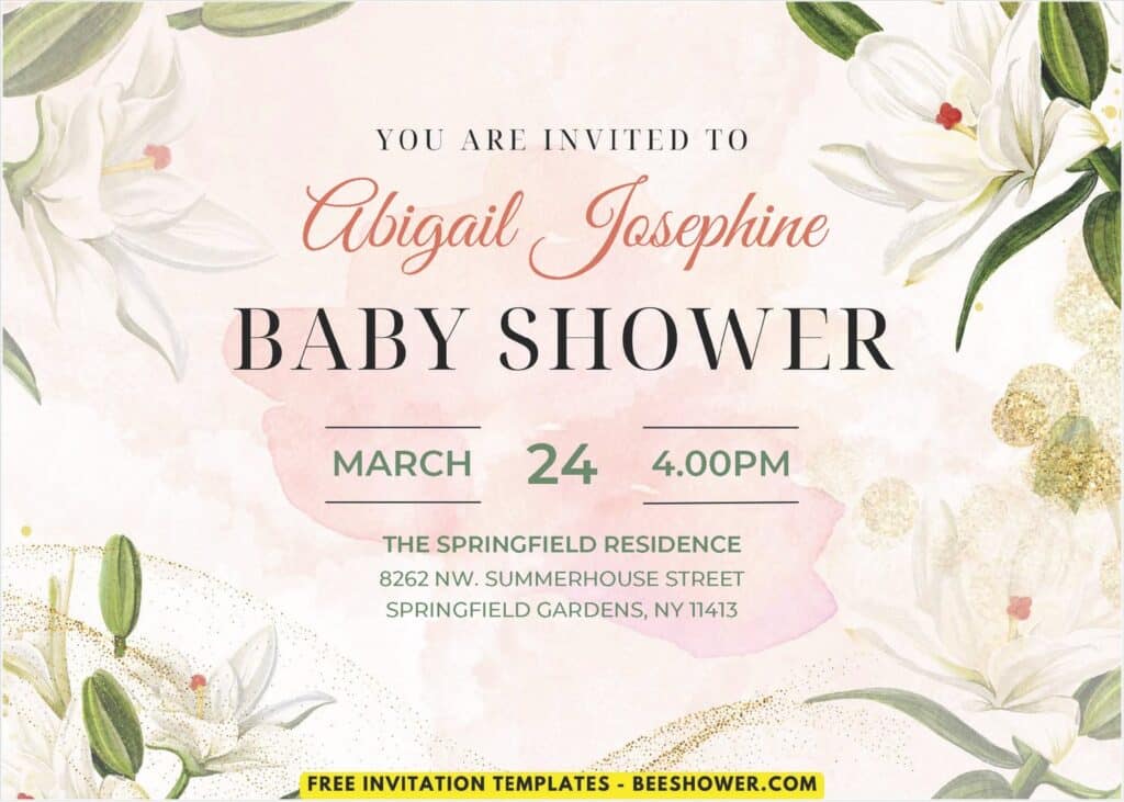 Vintage Garden Lily Baby Shower Invitation