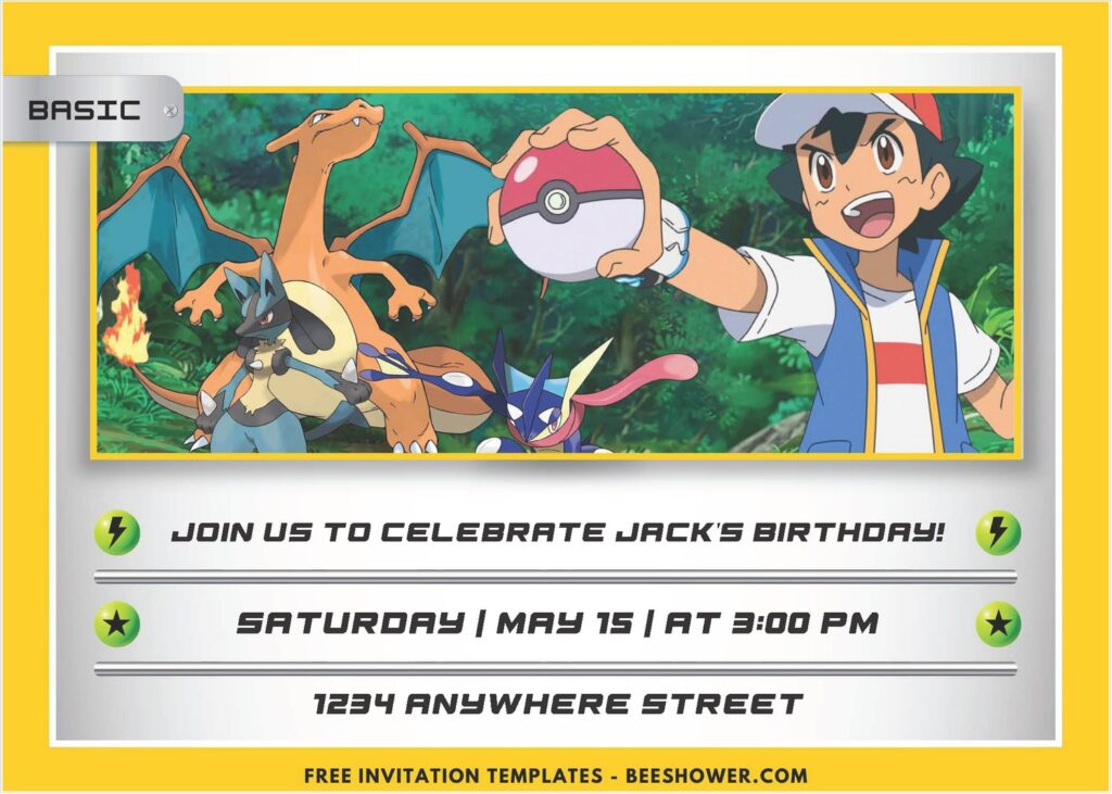 Pokemon Master Jouney Birthday Invitation