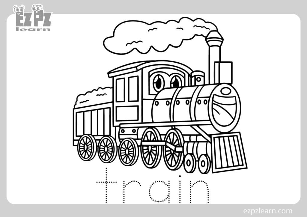 Adorable Steam Train Coloring Page Templates