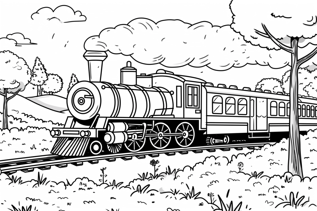 Classic Steam Train Coloring Page Templates