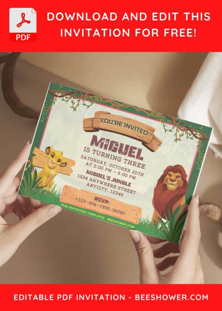 Jungle Lion King Baby Shower Invitation