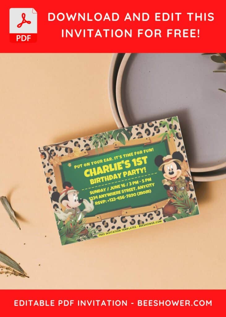 Mickey Safari Birthday Invitation