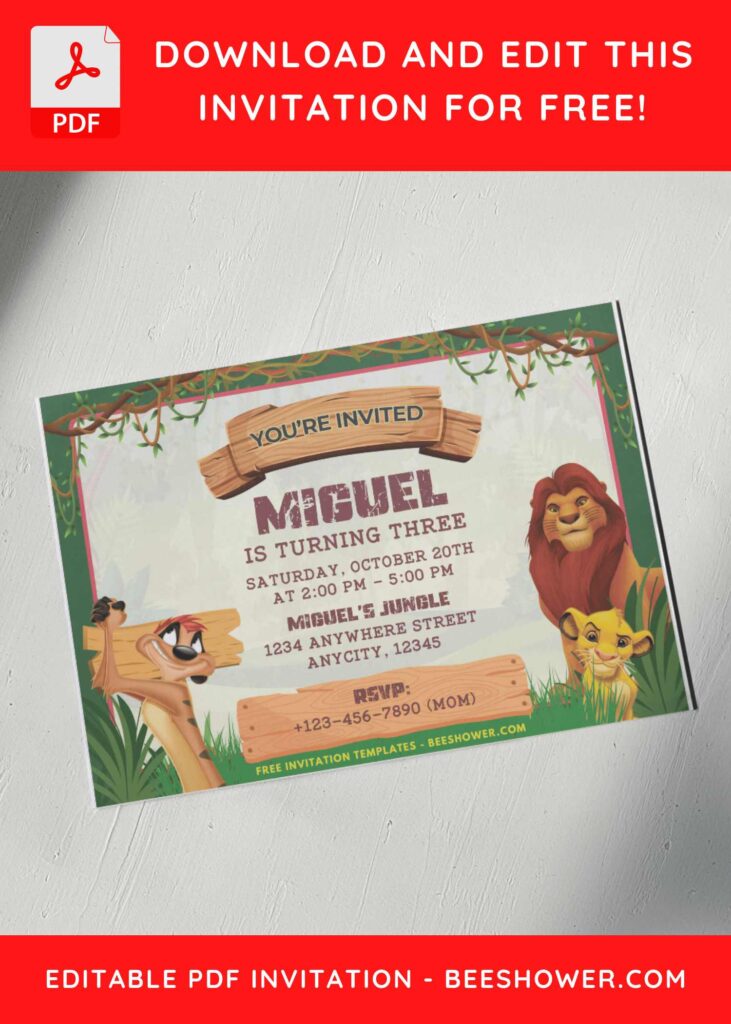 Pride Rock Lion King Baby Shower Invitation