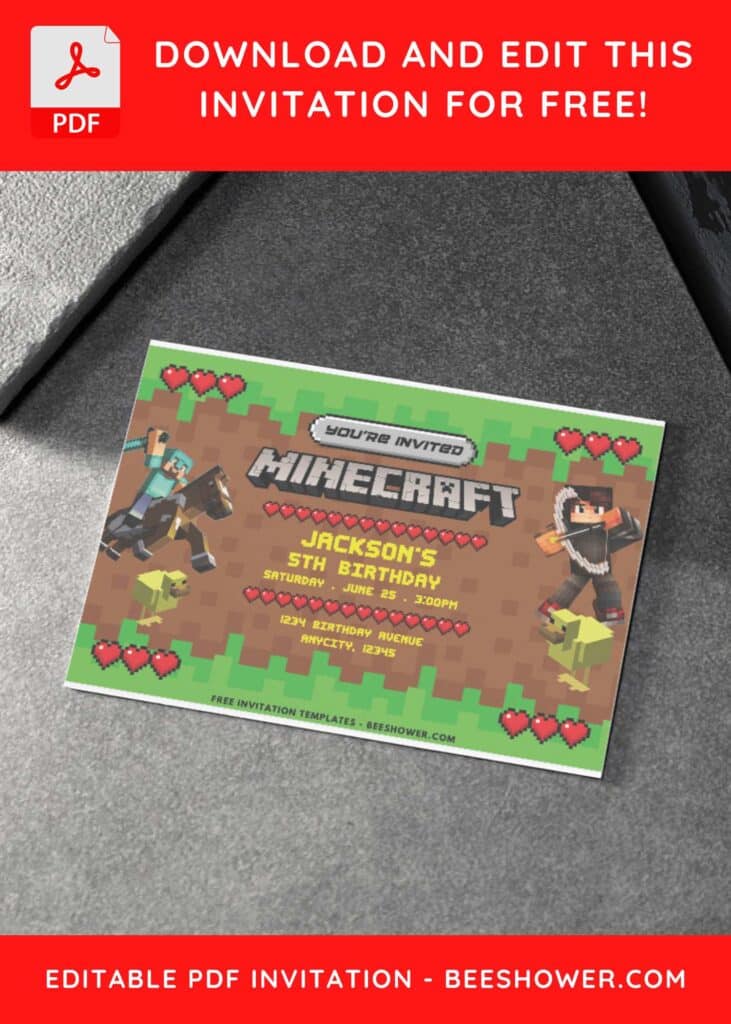 Minecraft Horsemen Birthday Invitation