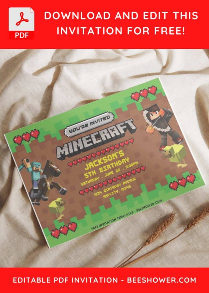 Minecraft Birthday Invitation For gamer