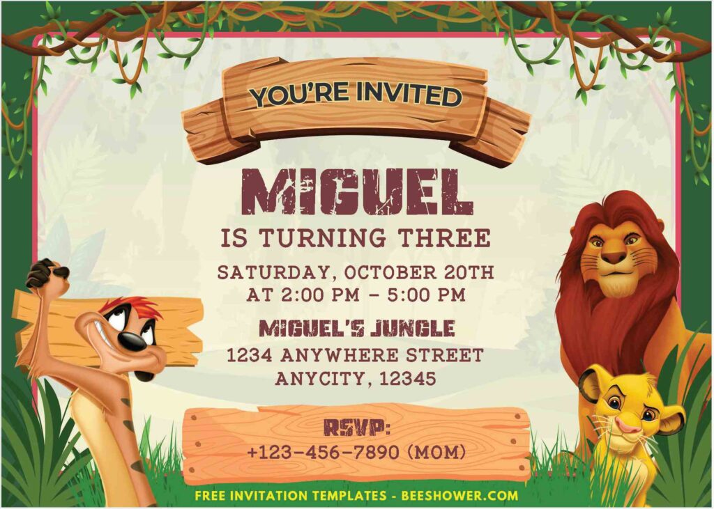 Disney Lion King Baby Shower Invitation