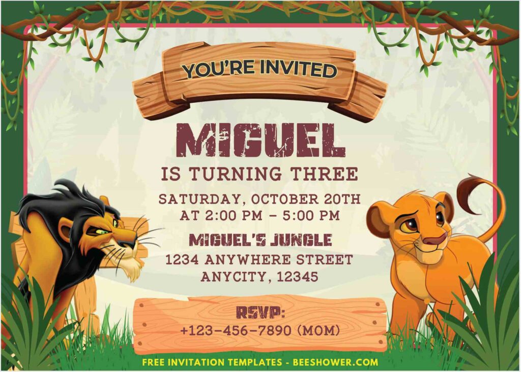 Classic Disney Lion King Baby Shower Invitation