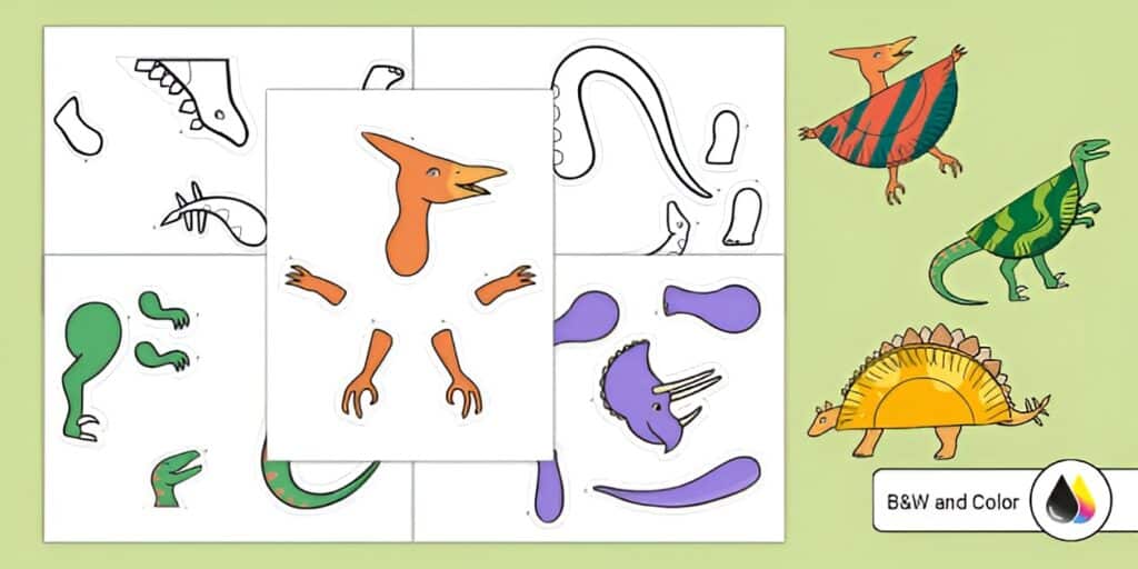 Dinosaur Paper Plate-a-sauruses Craft template