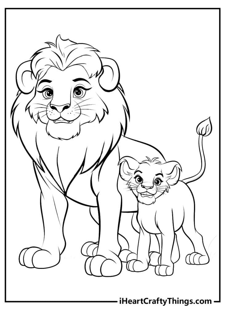 Mufasa and Simba Lion King Coloring Pages templates