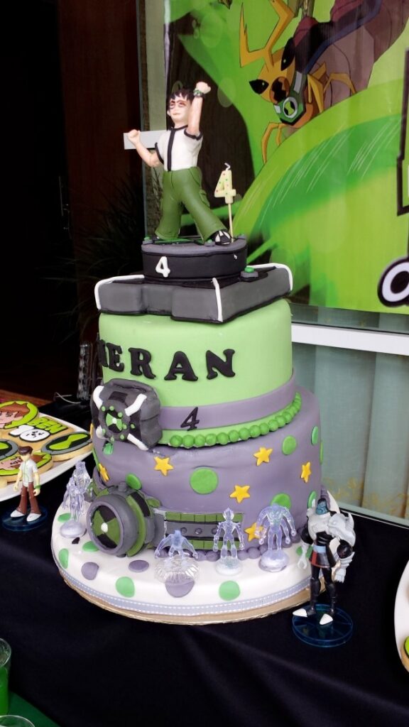 2 tiered Ben 10 Birthday cake edible ben 10 tag