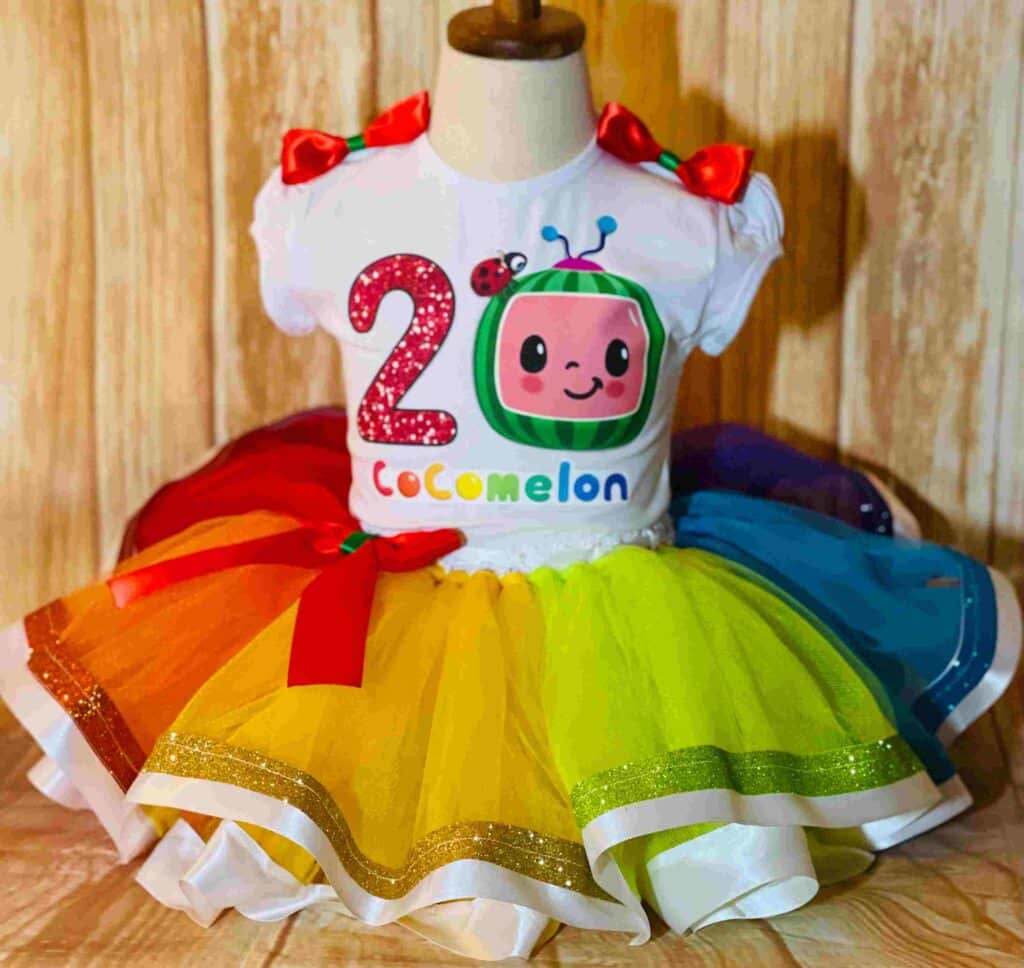 Colorful Rainbow Cocomelon Tutu Dress