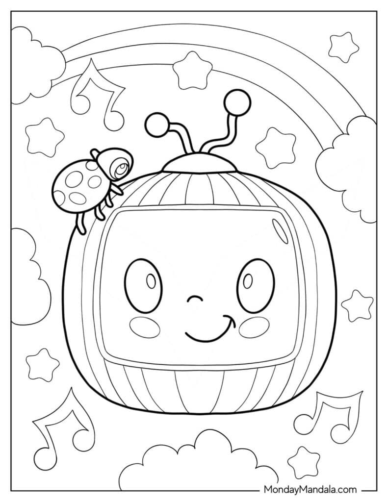 Cocomelon Watermelon TV Coloring Pages Templates