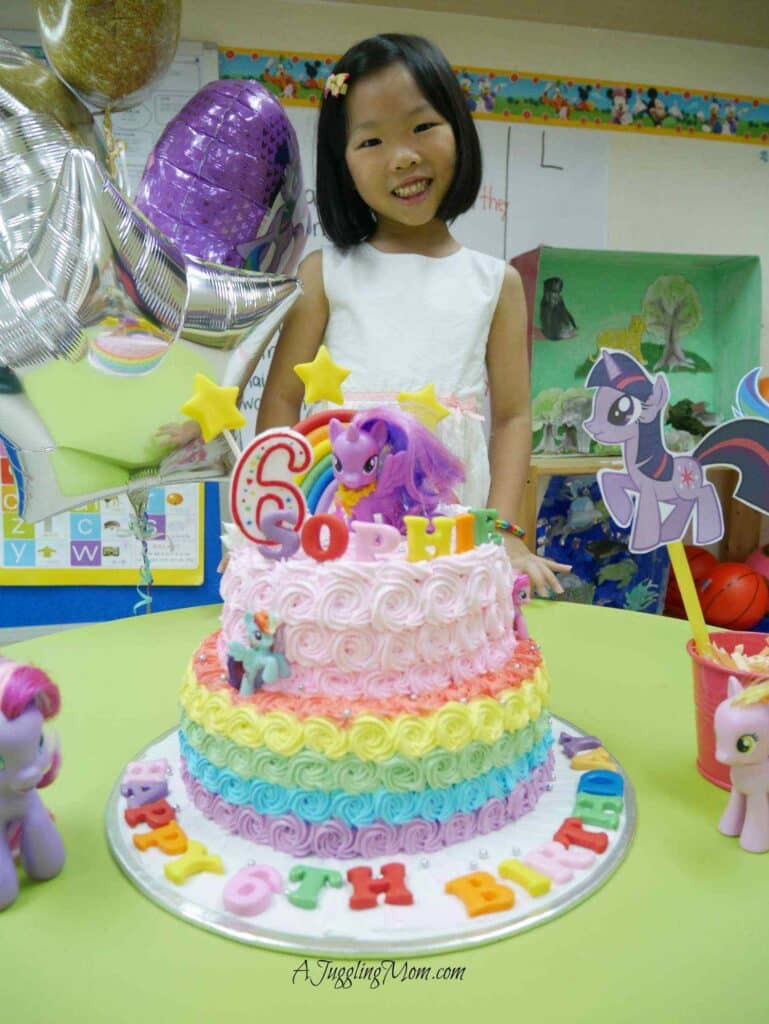 Rainbow layered My Little Pony Birthday Party Cake